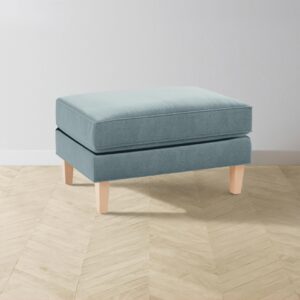 The Crosby Ottoman - Mohair Slate Blue