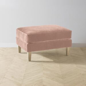 crosby-ottoman_performance-velvet-dusty-rose_driftwood2.0.jpg The Crosby Ottoman - Performance Velvet Dusty Rose