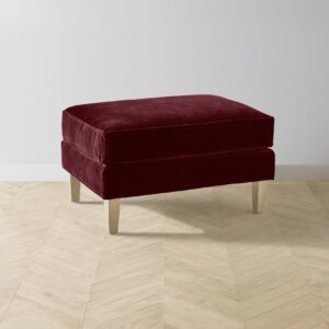 crosby-ottoman_performance-velvet-merlot_driftwood2.0.jpg The Crosby Ottoman - Performance Velvet Merlot