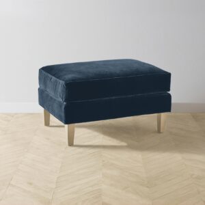 crosby-ottoman_performance-velvet-sapphire_driftwood2.0.jpg The Crosby Ottoman - Performance Velvet Sapphire