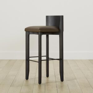 The Delancey Bar & Counter Stool - Pebbled Leather Truffle