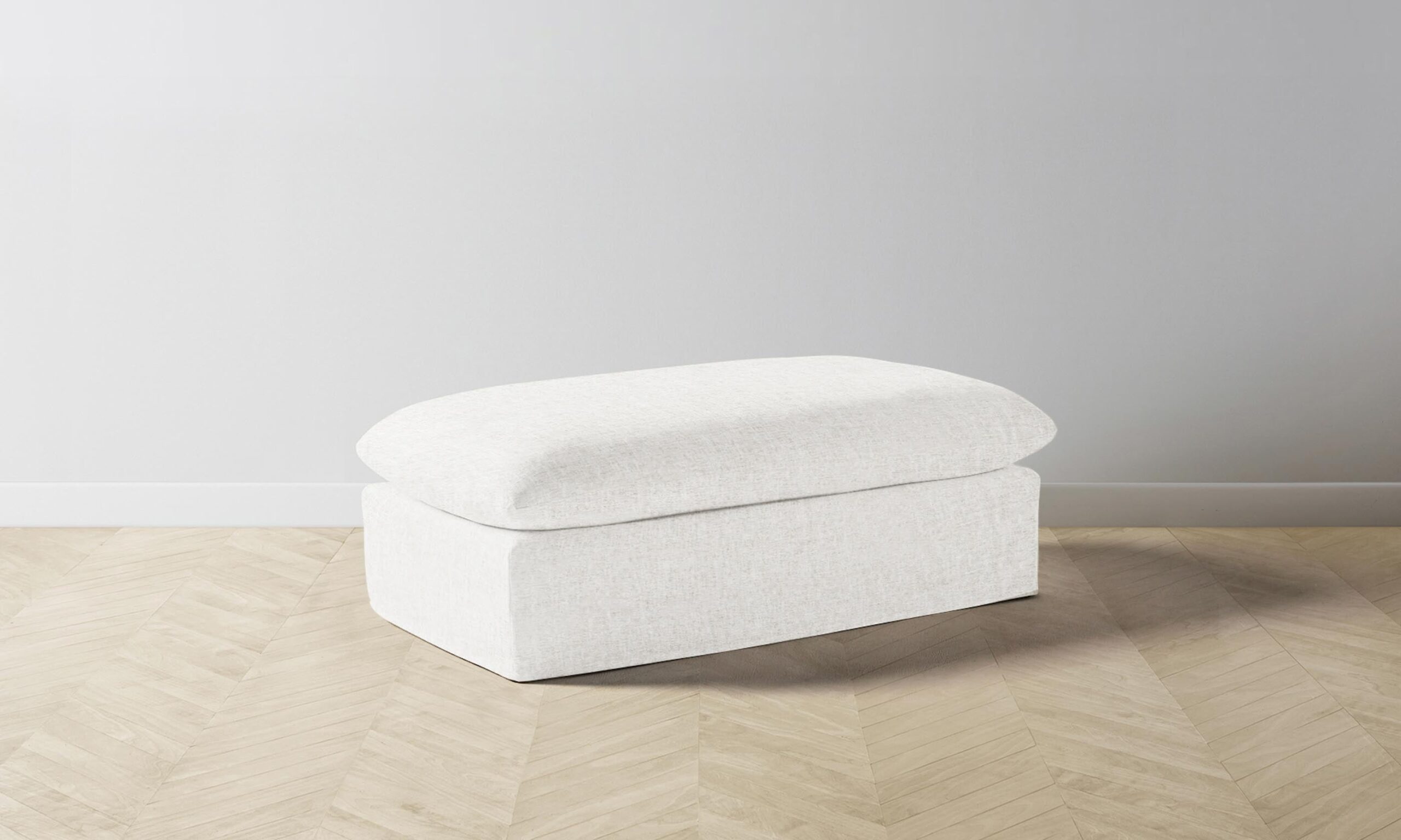 The Dune Ottoman - Heritage Belgian Linen Egret