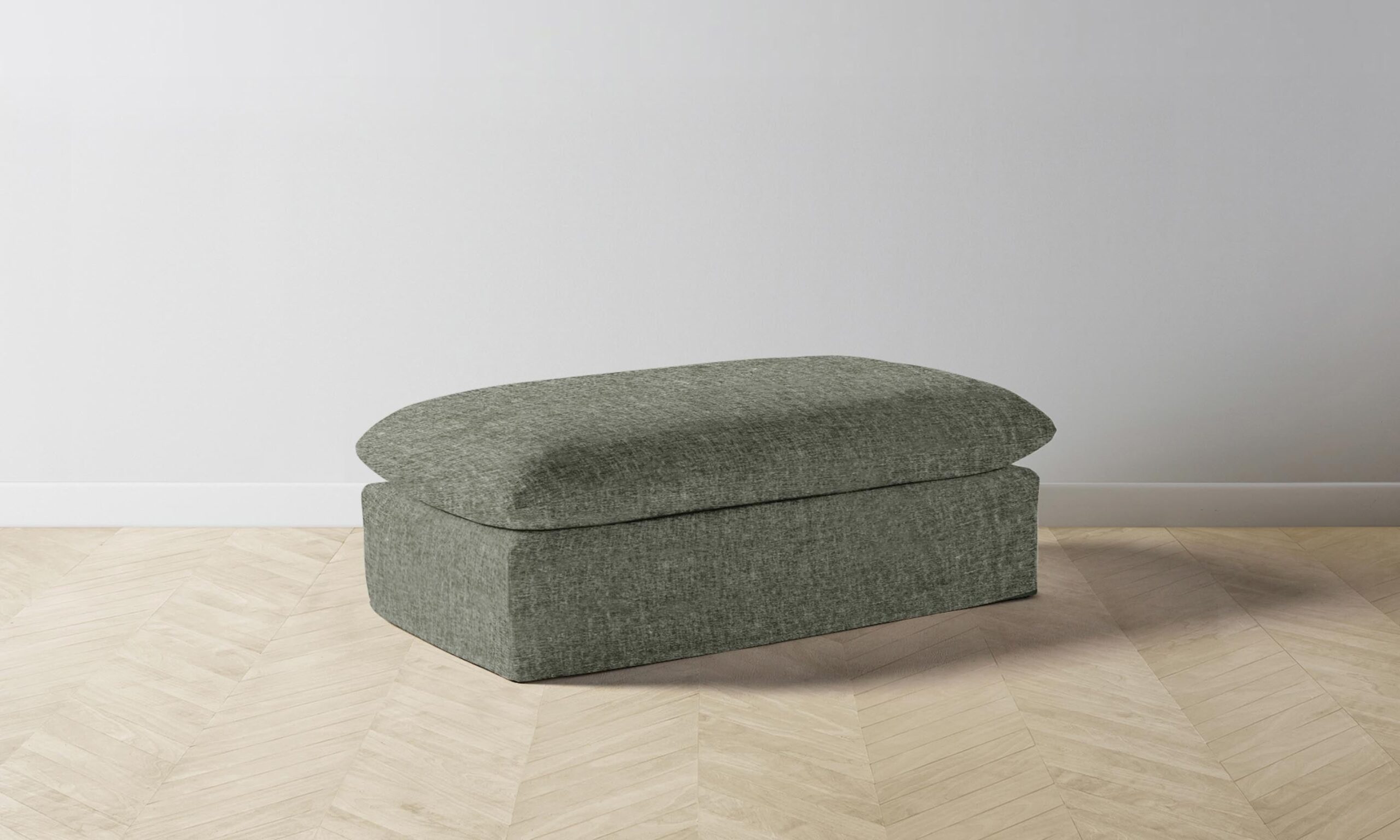 The Dune Ottoman - Heritage Belgian Linen Thyme