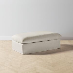 The Dune Ottoman - Performance Linen Weave Flour