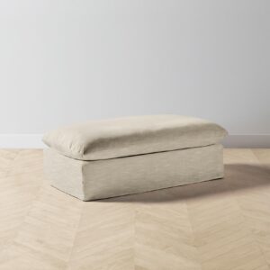 The Dune Ottoman - Performance Textured Linen Flax