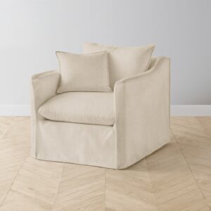 The Dune Swivel Chair - Heritage Belgian Linen Husk