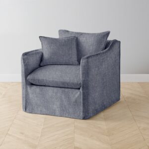 The Dune Swivel Chair - Heritage Belgian Linen Lake