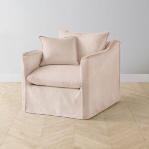 The Dune Swivel Chair - Heritage Belgian Linen Petal