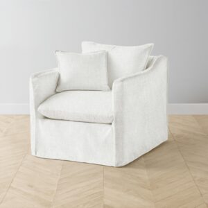 The Dune Swivel Chair - Heritage Belgian Linen Egret