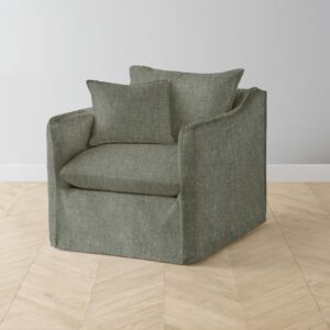 The Dune Swivel Chair - Heritage Belgian Linen Thyme