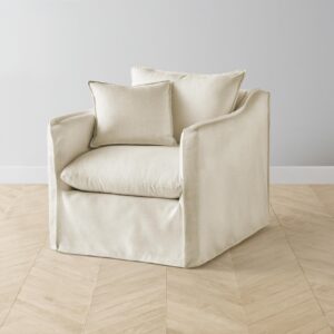 The Dune Swivel Chair - Performance Linen Weave Prairie