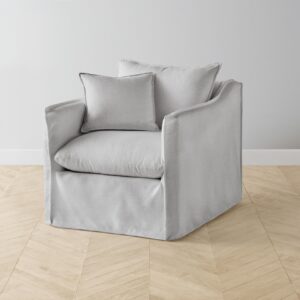 The Dune Swivel Chair - Performance Linen Weave Cloud