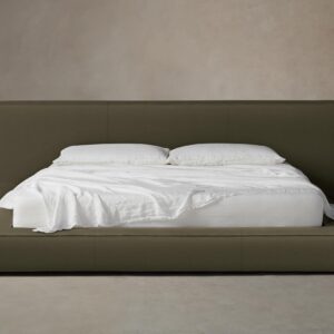 The Eldridge Bed - Pebbled Leather Truffle