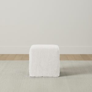 The Franklin Ottoman - Heritage Belgian Linen Egret