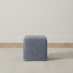 The Franklin Ottoman - Heritage Belgian Linen Lake