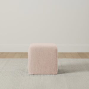 The Franklin Ottoman - Heritage Belgian Linen Petal
