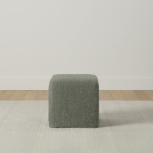 The Franklin Ottoman - Heritage Belgian Linen Thyme