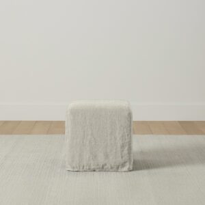 The Franklin Ottoman - Performance Stonewashed Linen Dew