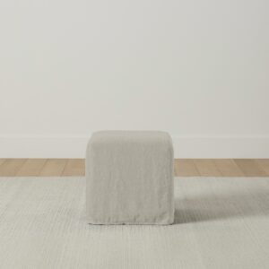 The Franklin Ottoman - Performance Textured Linen Flax
