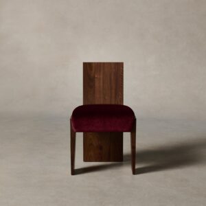 The Garrett Dining Chair - Mohair Crimson