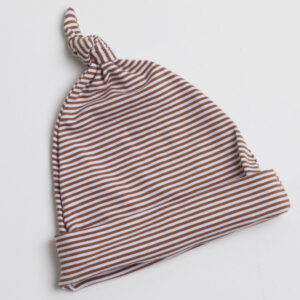 Brown Striped Topknot Hat