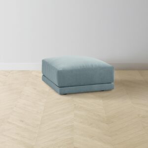The Jones Ottoman - Mohair Slate Blue