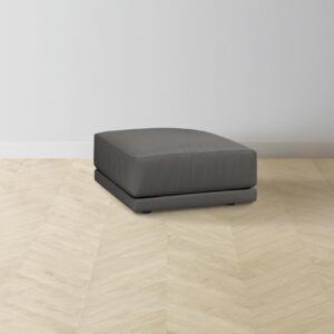 The Jones Ottoman - Pebbled Leather Ash