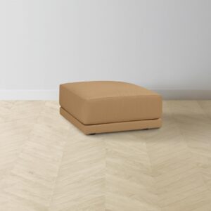 The Jones Ottoman - Pebbled Leather Latte