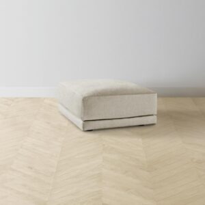 The Jones Ottoman - Performance Stonewashed Linen Dew