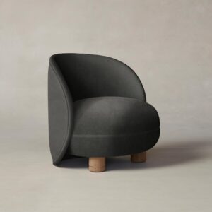 laight-chair_performance-velvet-slate_pecan2.0.jpg The Laight Chair - Performance Velvet Slate