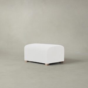 The Lenox Ottoman - Performance Linen Weave Pure White