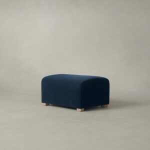 The Lenox Ottoman - Performance Velvet Sapphire