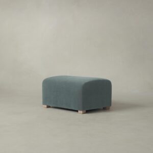The Lenox Ottoman - Performance Velvet Seafoam
