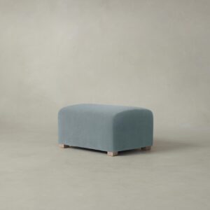 The Lenox Ottoman - Performance Velvet Sky