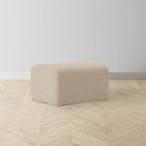 The Leonard Ottoman - Heritage Belgian Linen Husk