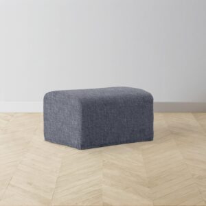 The Leonard Ottoman - Heritage Belgian Linen Lake