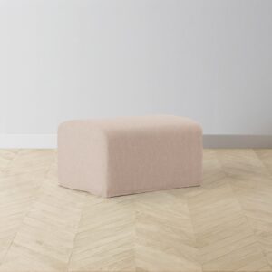 The Leonard Ottoman - Heritage Belgian Linen Petal