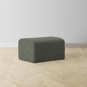 The Leonard Ottoman - Heritage Belgian Linen Thyme