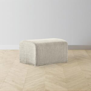 The Leonard Ottoman - Performance Stonewashed Linen Dew