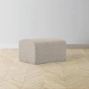 The Leonard Ottoman - Performance Textured Linen Flax