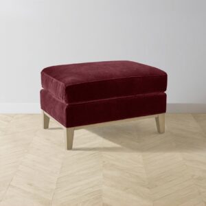 The Ludlow Ottoman - Performance Velvet Merlot