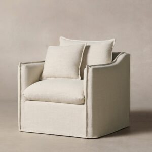 The Dune Swivel Chair - Heritage Belgian Linen Alder