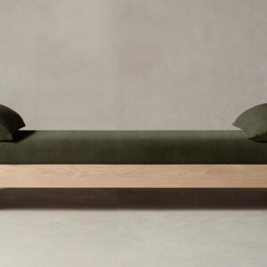 montauk-daybed_performance-velvet-olive_handwaxed-oak2.0.jpg The Montauk Daybed - Performance Velvet Olive