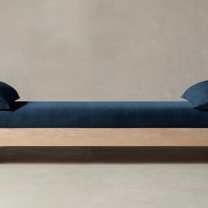 montauk-daybed_performance-velvet-sapphire_handwaxed-oak2.0.jpg The Montauk Daybed - Performance Velvet Sapphire