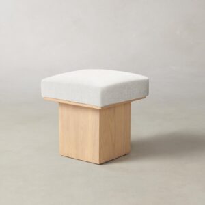 The Mulberry Ottoman - Heritage Belgian Linen Egret