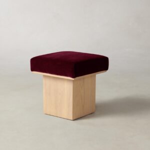 The Mulberry Ottoman - Mohair Crimson