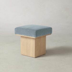 mulberry-ottoman_mohair-slate-blue_driftwood2.0.jpg The Mulberry Ottoman - Mohair Slate Blue