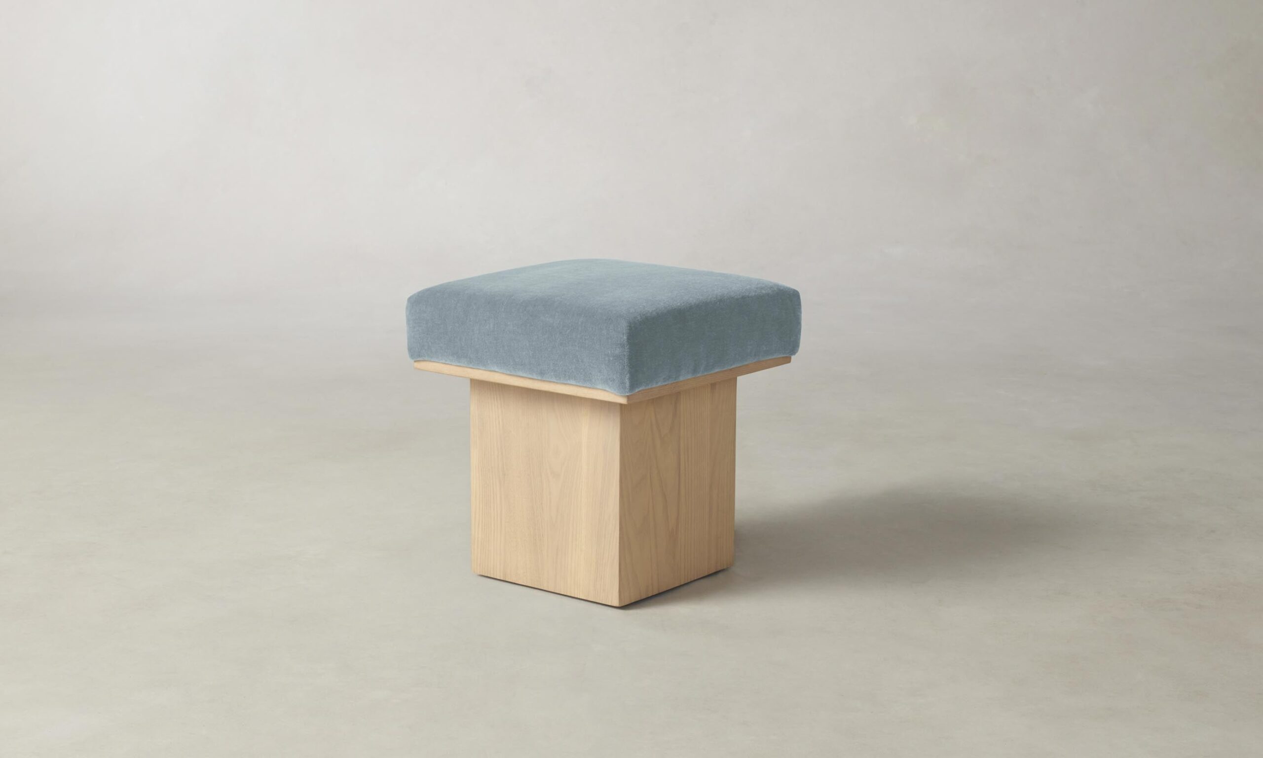 The Mulberry Ottoman - Mohair Slate Blue
