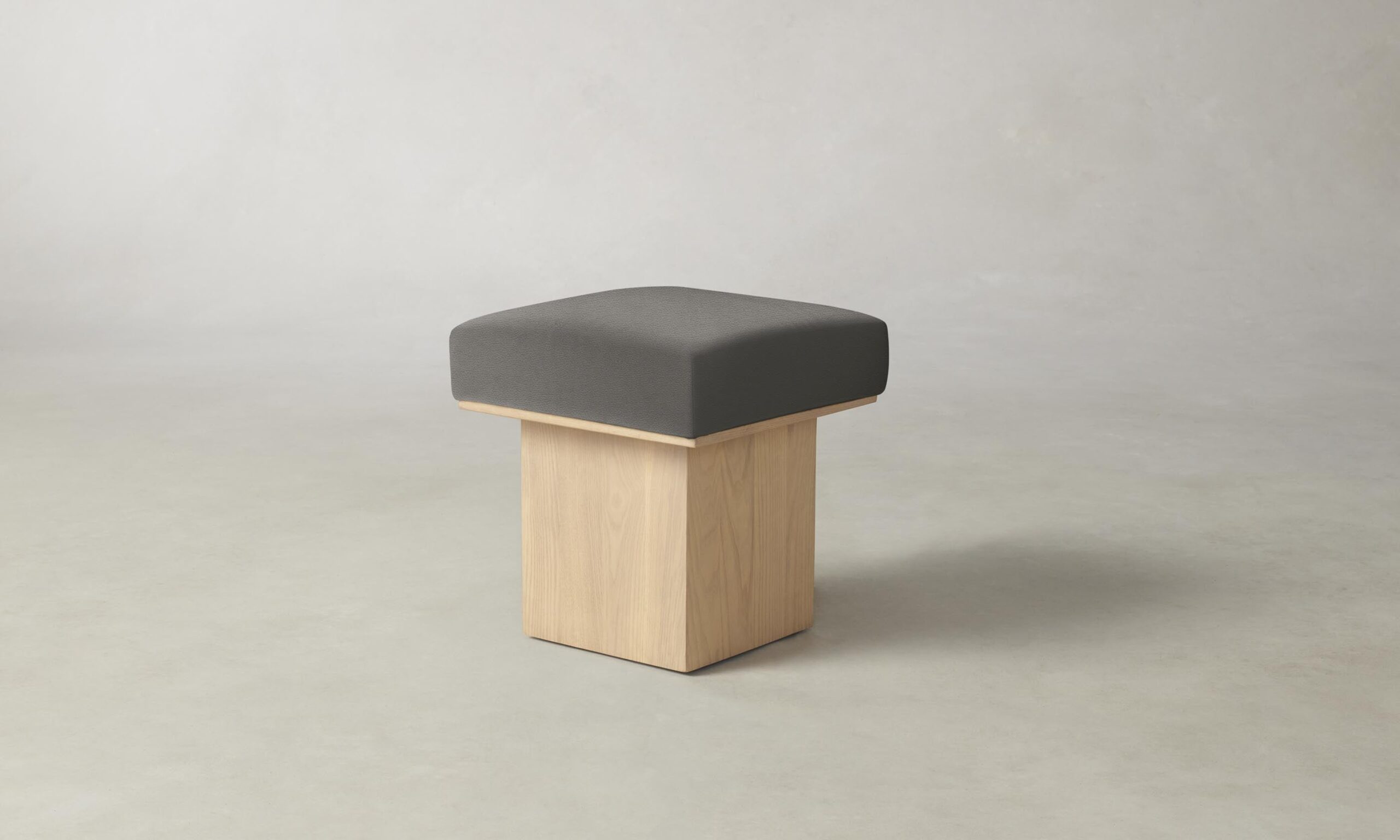 The Mulberry Ottoman - Pebbled Leather Ash