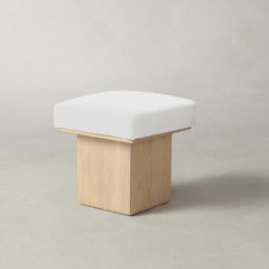 The Mulberry Ottoman - Performance Linen Weave Pure White
